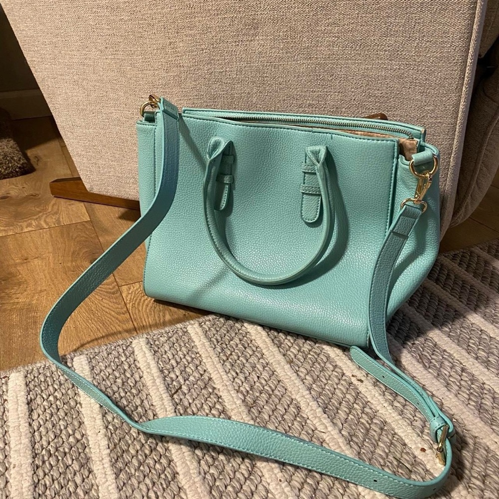 Charming Charlie Blue Shoulder Bag with Gold Hardware
